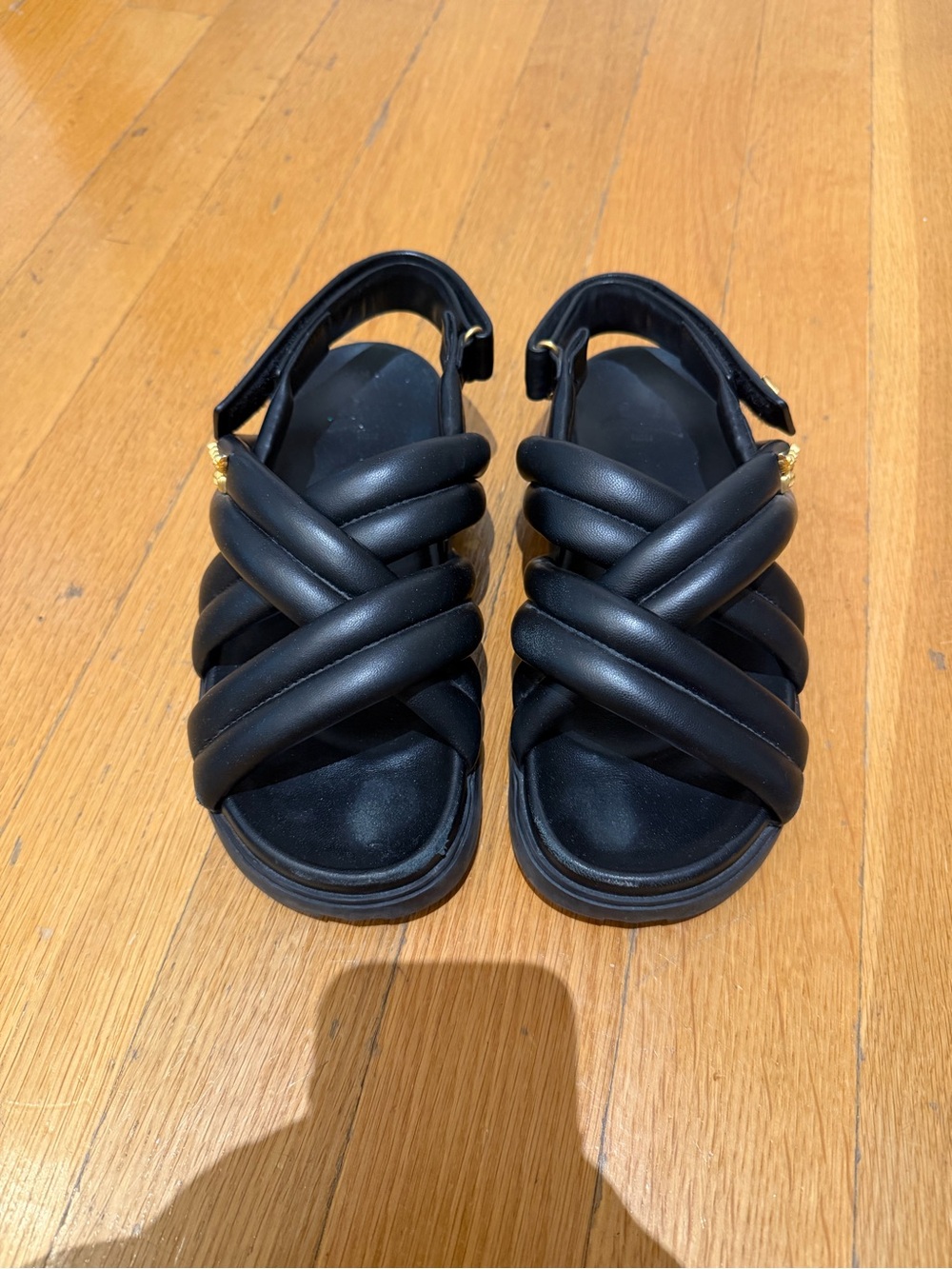 MCM women’s crossover padded leather sandals US8